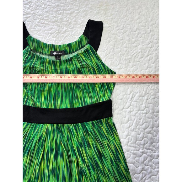 AB Studio Green Black Sleeveless Tie Back Flowy Y2K Dress size medium - Picture 5 of 7